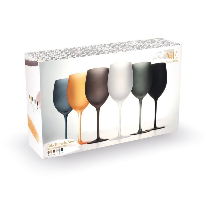 Cala Dorada set 6 calici vino moderni contemporanei in vetro opaco frosted -VILLA D' ESTE