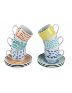 Marea set 6 tazzime da caffè con piattino del buon umore con colori e fantasie vivaci e briose -VILLA D' ESTE