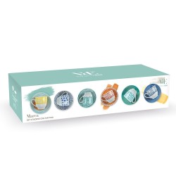 Marea set 6 tazzime da caffè con piattino del buon umore con colori e fantasie vivaci e briose -VILLA D' ESTE 2