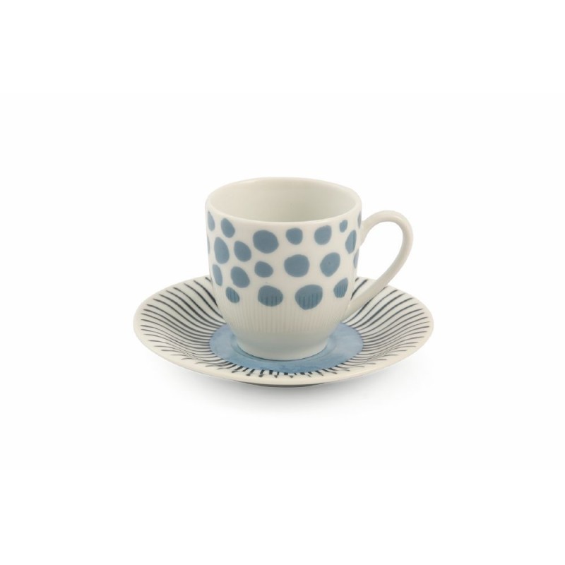 Marea set 6 tazzime da caffè con piattino del buon umore con colori e fantasie vivaci e briose -VILLA D' ESTE