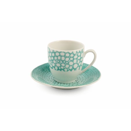 Marea set 6 tazzime da caffè con piattino del buon umore con colori e fantasie vivaci e briose -VILLA D' ESTE