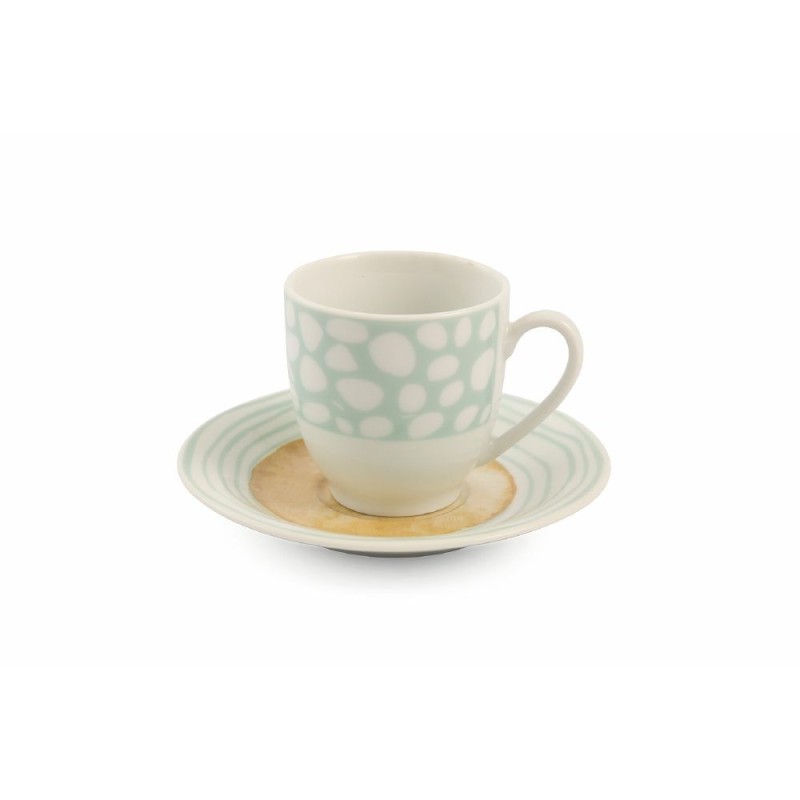 Marea set 6 tazzime da caffè con piattino del buon umore con colori e fantasie vivaci e briose -VILLA D' ESTE