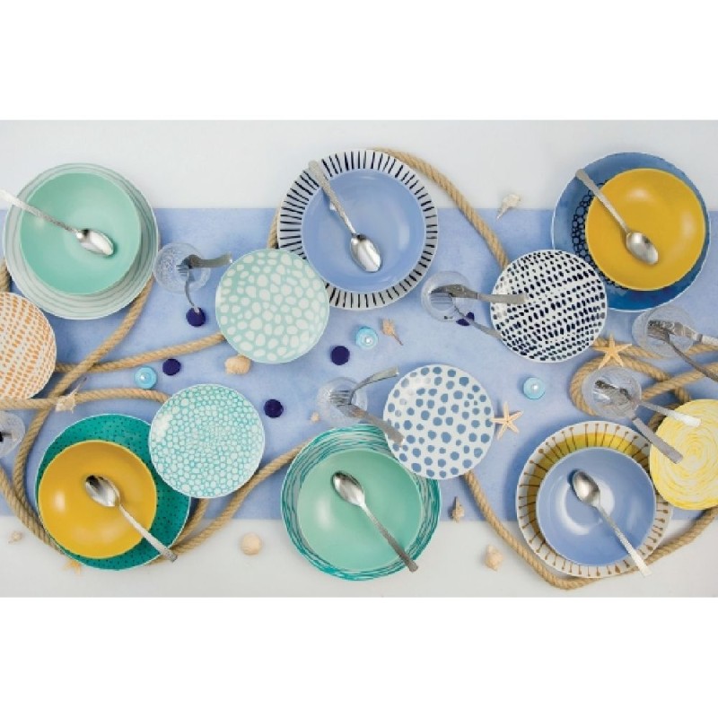 Marea servizio piatti 18 pezzi con decori stilizzati ispirato ai fondali tropicali vibranti di coralli e alghe un'opera d'art...
