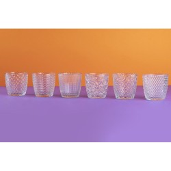 Geometrie clear set 6 bicchieri in vetro trasparente con decori contemporanei a rilievo -VILLA D' ESTE 2