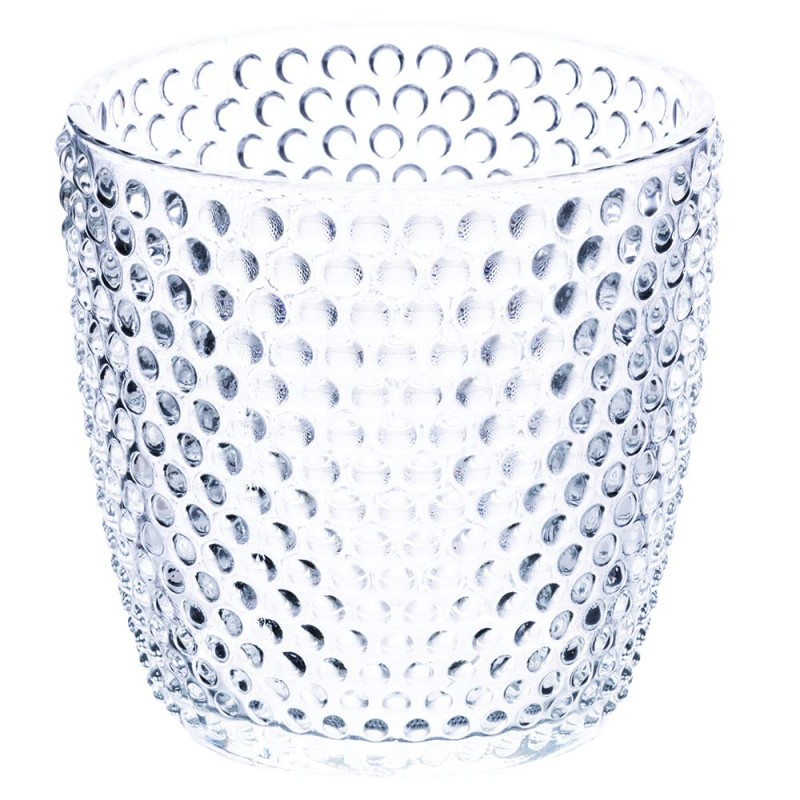 Geometrie clear set 6 bicchieri in vetro trasparente con decori contemporanei a rilievo -VILLA D' ESTE