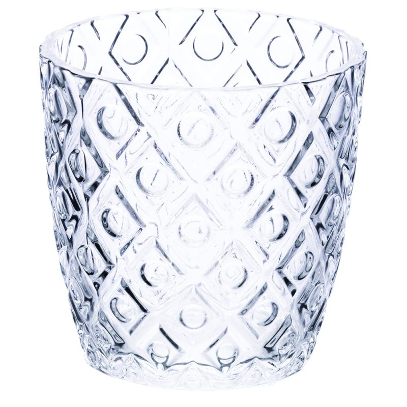 Geometrie clear set 6 bicchieri in vetro trasparente con decori contemporanei a rilievo -VILLA D' ESTE