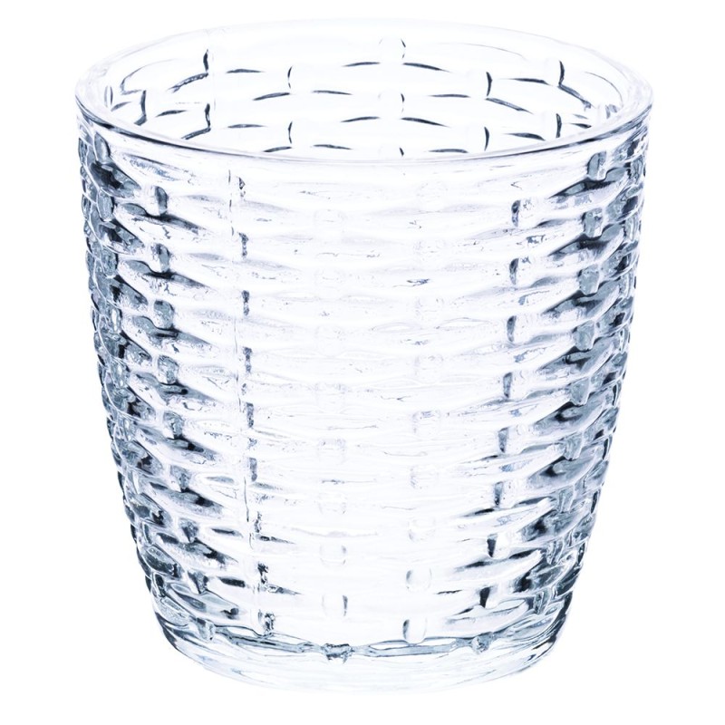 Geometrie clear set 6 bicchieri in vetro trasparente con decori contemporanei a rilievo -VILLA D' ESTE