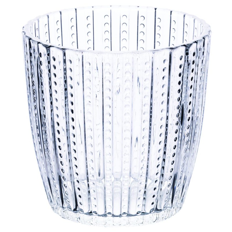 Geometrie clear set 6 bicchieri in vetro trasparente con decori contemporanei a rilievo -VILLA D' ESTE