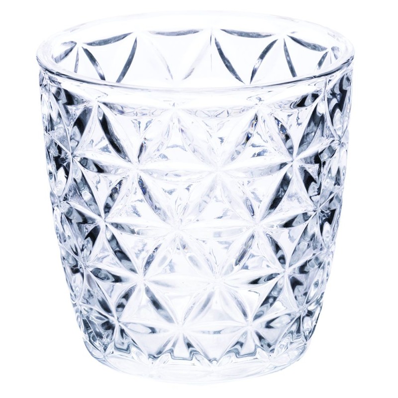 Geometrie clear set 6 bicchieri in vetro trasparente con decori contemporanei a rilievo -VILLA D' ESTE