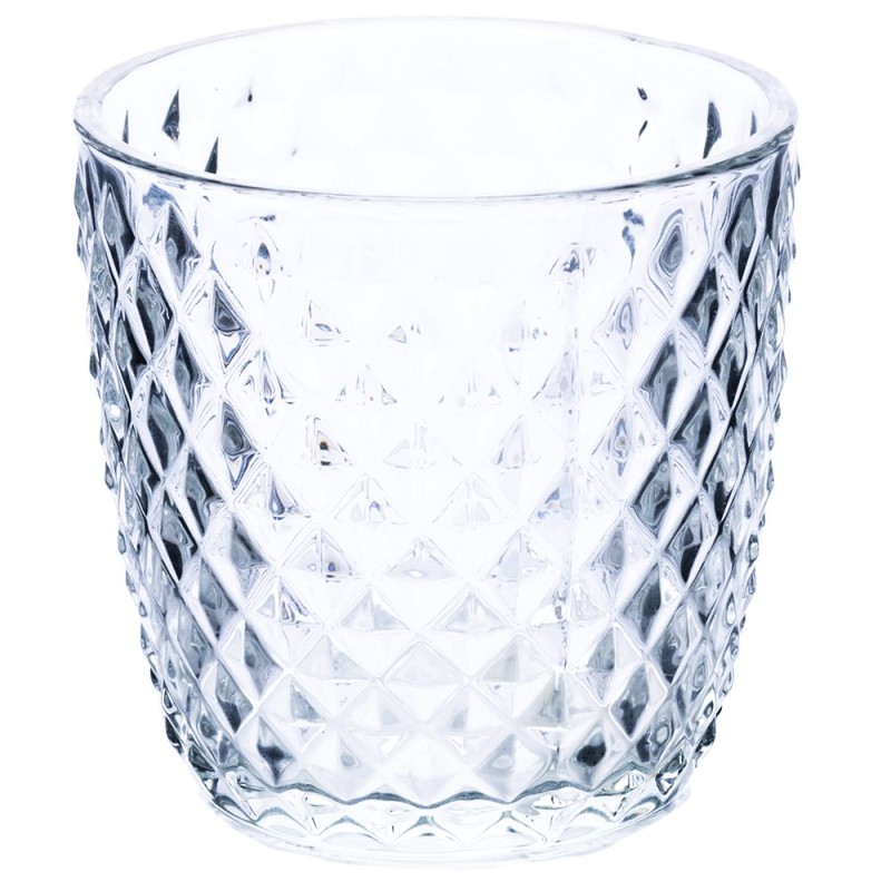 Geometrie clear set 6 bicchieri in vetro trasparente con decori contemporanei a rilievo -VILLA D' ESTE