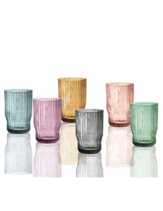 PLISSE' BICCHIERE SET 6 PZ COLORI ASSORTITI VETRO -BRANDANI