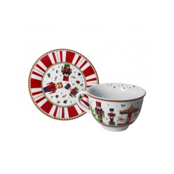 Tazza Colazione Natalizia completa di piattino con raffigurazione " Lo Schiaccianoci " in porcellana -BRANDANI 2