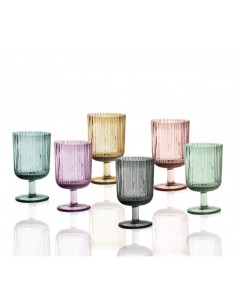 PLISSE' CALICE SET 6 PZ COLORI ASSORTITI VETRO -BRANDANI