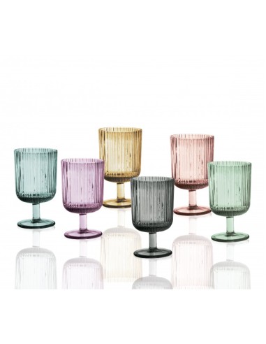 PLISSE' CALICE SET 6 PZ COLORI ASSORTITI VETRO -BRANDANI