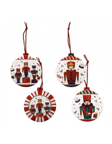DECORATION LO SCHIACCIANOCI PALLINA SOTTO TAZZA - BICCHIERE, SEGNAPOSTO O DA APPENDERE SET 4 PEZZI CERAMICA/SUGHERO -BRANDANI