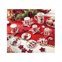 DECORATION LO SCHIACCIANOCI PALLINA SOTTO TAZZA - BICCHIERE, SEGNAPOSTO O DA APPENDERE SET 4 PEZZI CERAMICA/SUGHERO -BRANDANI 2