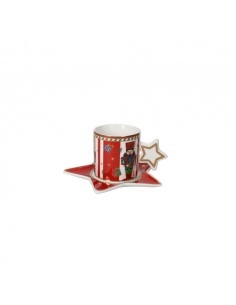 Set 2 tazzine da caffè complete di piattino con decorazione Natalizia " Lo Schiaccianoci " -BRANDANI 2