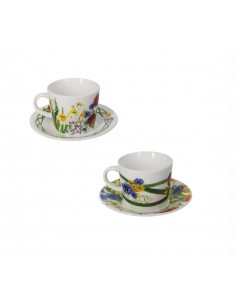 TAZZINA CAFFE FIORI DI CAMPO SET 2 PEZZI NEW BONE CHINA -BRANDANI