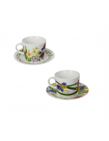 TAZZINA CAFFE FIORI DI CAMPO SET 2 PEZZI NEW BONE CHINA -BRANDANI