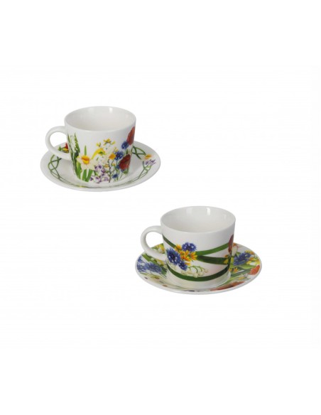 TAZZINA CAFFE FIORI DI CAMPO SET 2 PEZZI NEW BONE CHINA -BRANDANI