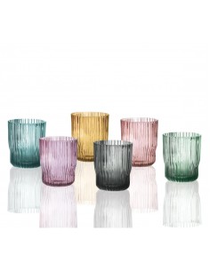 PLISSE' BICCHIERE SET 6 PZ COLORI ASSORTITI VETRO -BRANDANI