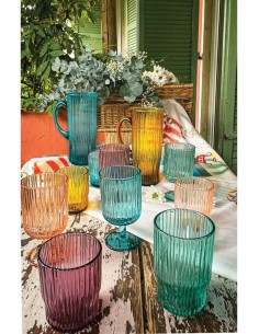 PLISSE' BICCHIERE SET 6 PZ COLORI ASSORTITI VETRO -BRANDANI 2