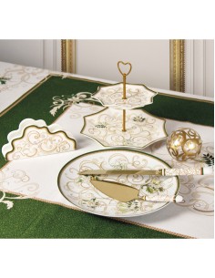 Piatto Natalizio da portata con decorazione " Filo d'oro " in porcellana -BRANDANI 2