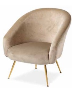 Artemide poltrona in velluto tortora beige con gambe oro per uno stile lussuoso ed elegante -FADE