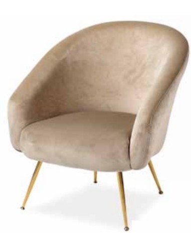 Artemide poltrona in velluto tortora beige con gambe oro per uno stile lussuoso ed elegante -FADE