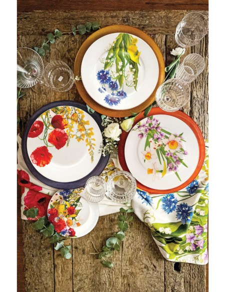 TAVOLA 18 PEZZI FIORI DI CAMPO PORCELLANA -BRANDANI
