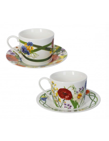 TAZZA THE FIORI DI CAMPO SET 2 PEZZI NEW BONE CHINA -BRANDANI