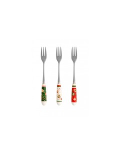 Set 6 Forchettine Natalizie delle Feste per dolci, pandoro o panettone con manico in ceramica e decorazione natalizie -BRANDANI 2